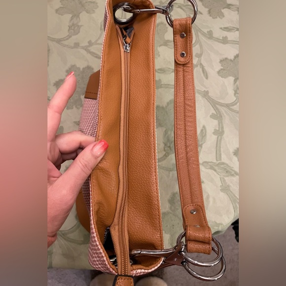 New Angel Barcelo Shoulder Bag Small Neutral Houndstooth Print - Picture 5 of 16